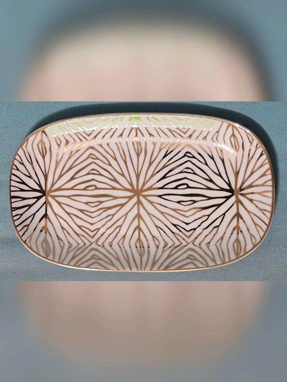 Gold and White Decorative Trinket Tray